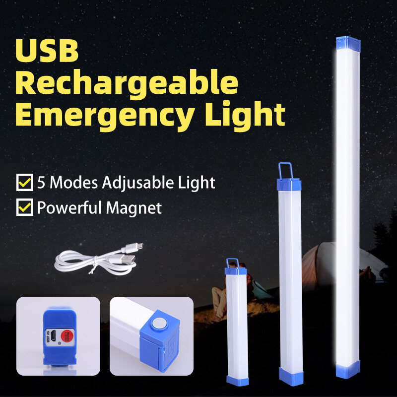 Dulcii LED Light Tube USB Rechargeable Emergency Magnetic Lamp 30W/60W/80W Portable Outdoor Light Camping Lamp Night Light Market Light