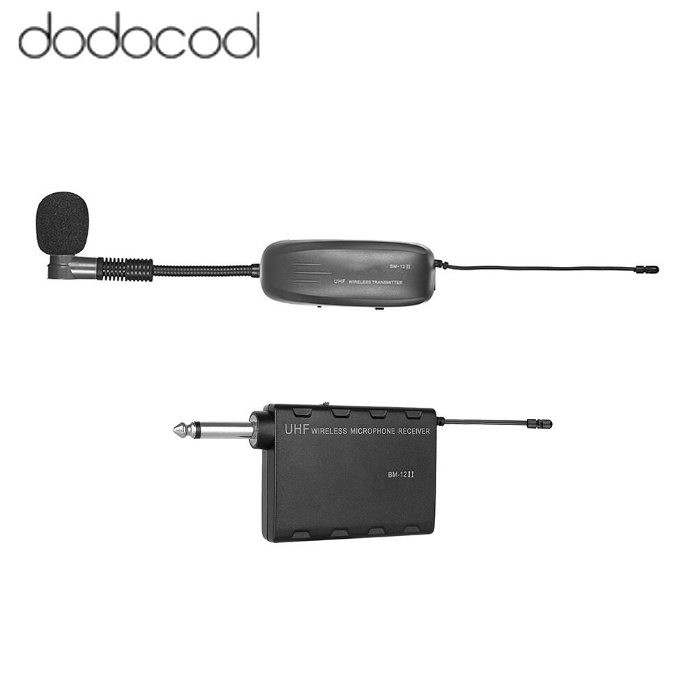 dodocool BM-12/V2 Professional UHF Wire-less Instrument Microphone System Receiver & Transm-itter 16 Channels for Sax Saxophone French Horn Trumpet Trumbone