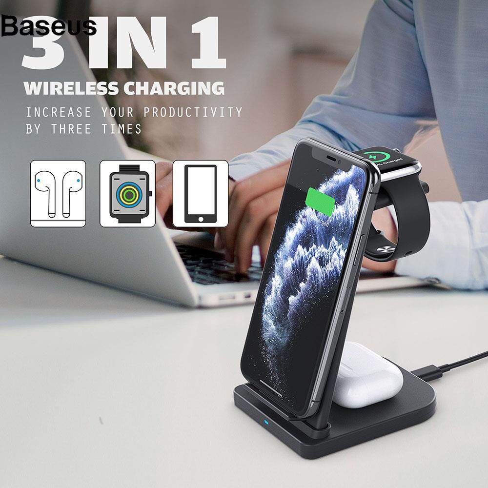 Baseus B12 Wireless Charger Stand 3 in 1 Fast Charging Station for iPhone 12 Pro Samsung Apple Watch