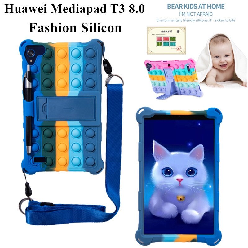 Case For Huawei Mediapad T3 KOB-L09 8.0 inch Soft Silicone Case Pop Stress-Relieve Case Push It Bubble Stand Cover With