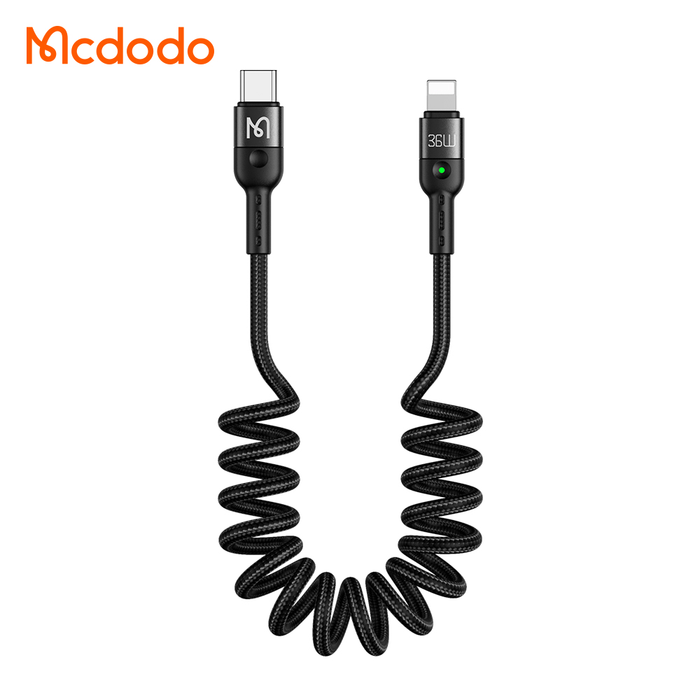 Mcdodo Type-C to Lightning 36W PD Data Coiled Cable For iPhone 11 12 13 Max Pro X XS iPad 8 7 5 6 Fast Charge