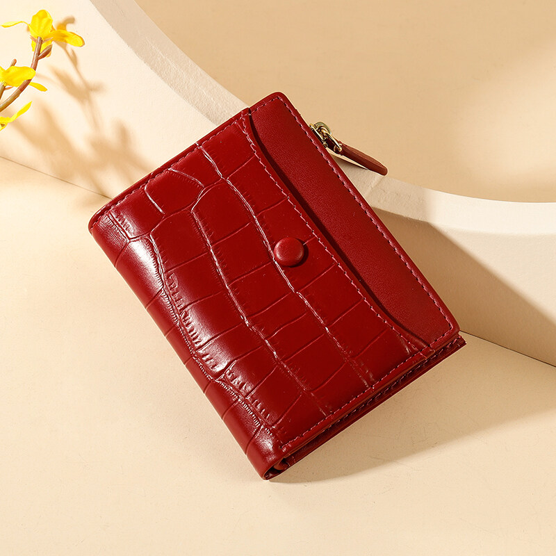 MINGKE Short Wallet Coin Purse for Women Stone Pattern Zipper Multifunctional Fashion Creative Korean Style