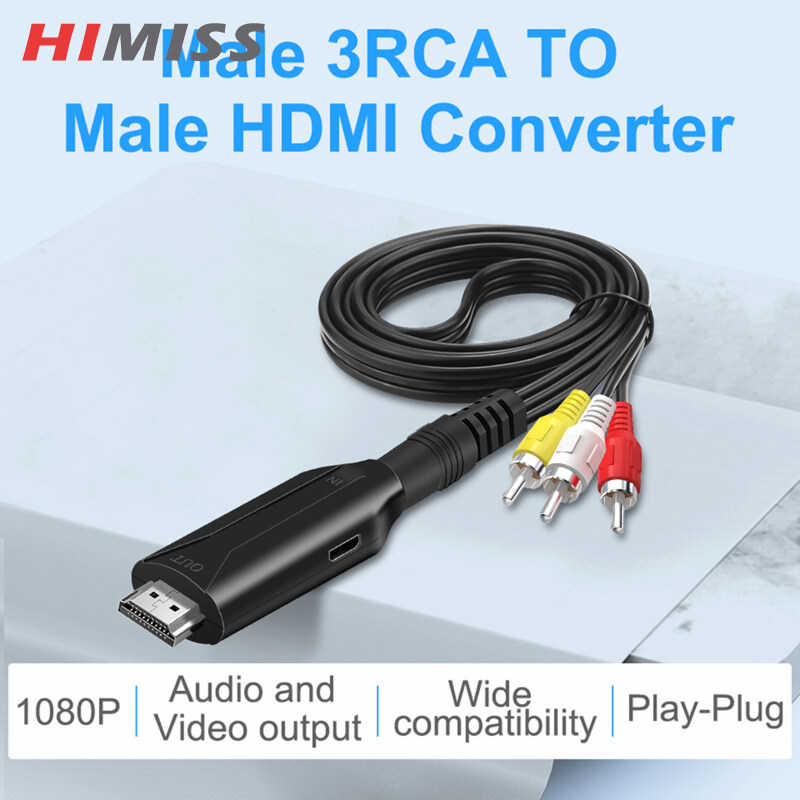 Tracer 3c In stock Av To Hdmi-compatible Converter Video Adapter Cable 1080p 720p For Pc To Tv Set-top Box Three-color Male Rca Line