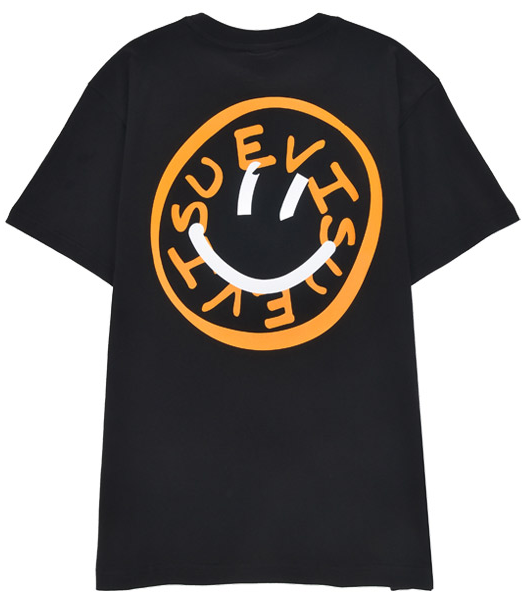 [EVISU KOREA] Loose Fit Back Smile Short-sleeve T-shirt Casual Men Women Tee Couple Tops  Cotton Street Style Korean Style