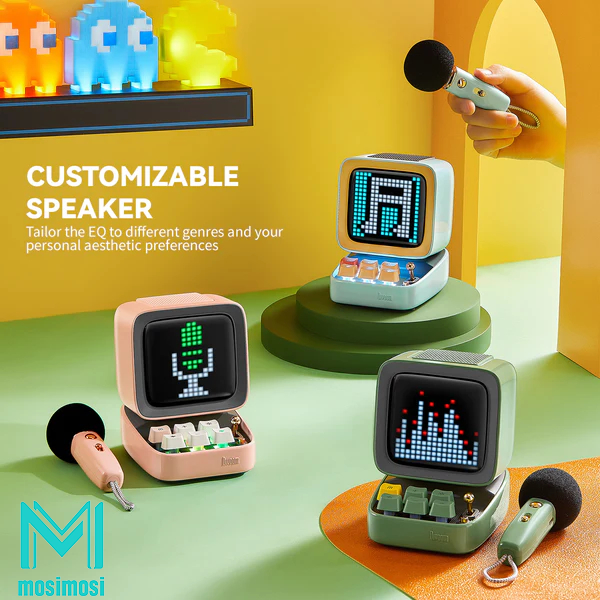 【SURPRISE GIFT】 New Divoom DITOO Plus / Divoom Mic Pixel Bluetooth Wireless Speaker&Bag | Mechanical Retro Mini Computer Model | Smart Speaker Alarm Clock