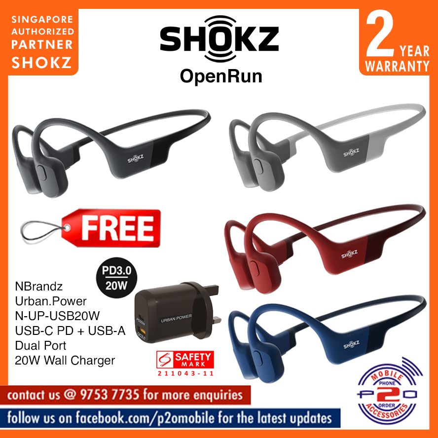 Shokz OpenRun (formerly AfterShokz Aeropex) WaterProof OPEN-EAR Bone Conduction Wireless Bluetooth Headset