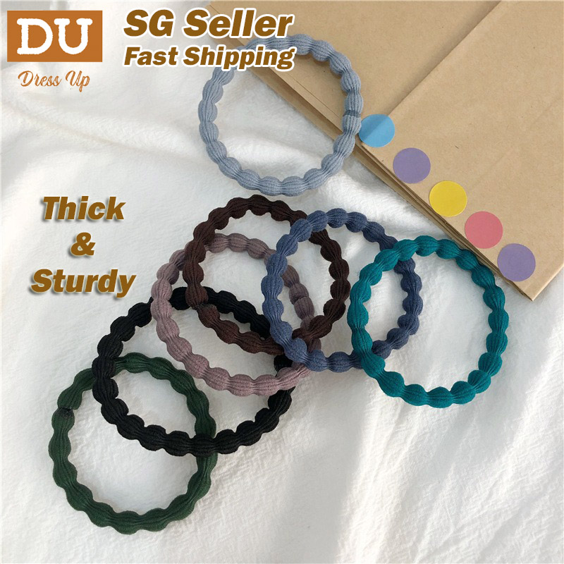 [SG | Super Thick & Tight] 10pcs Korean Style Black and Colorful Candy Morandi Hair Scrunchies Hair Tie Hair Band for Office School Sports, Dress Up Singapore